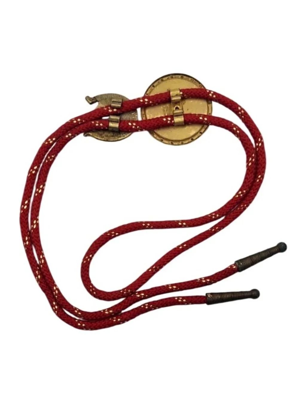 Vintage MCM Red Bolo Tie Stone Mountain GA & FL Flamingos Souvenir Slides